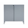 Linon Betty Large Wood Cabinet with 2 Glass Paneled Doors and 3 Shelves in Gray