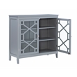 Linon Betty Large Wood Cabinet with 2 Glass Paneled Doors and 3 Shelves in Gray
