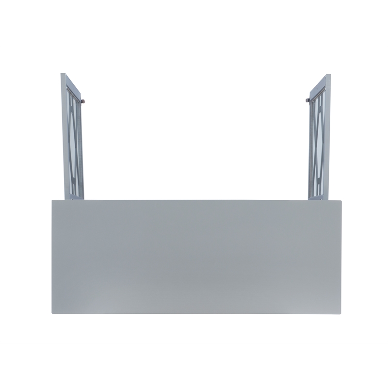 Linon Betty Large Wood Cabinet with 2 Glass Paneled Doors and 3 Shelves in Gray