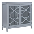 Linon Betty Large Wood Cabinet with 2 Glass Paneled Doors and 3 Shelves in Gray