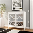 Linon Betty Large Wood Cabinet with 2 Glass Paneled Doors and 3 Shelves in White