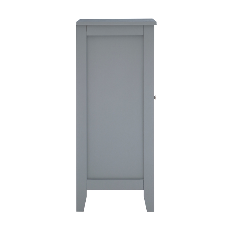 Linon Betty Small Wood Cabinet with a Glass Paneled Door and 3 Shelves in Gray