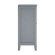 Linon Betty Small Wood Cabinet with a Glass Paneled Door and 3 Shelves in Gray