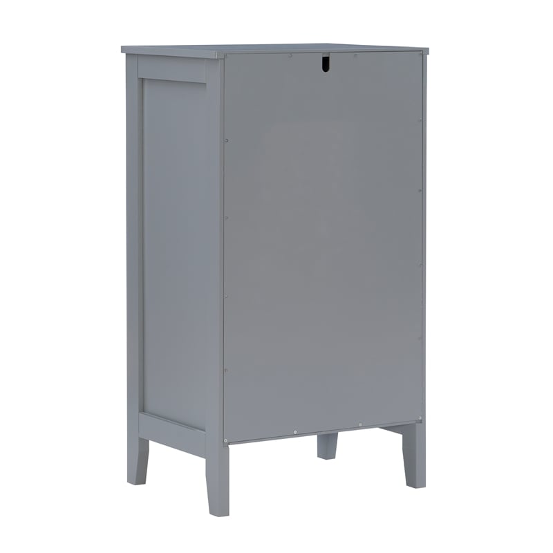 Linon Betty Small Wood Cabinet with a Glass Paneled Door and 3 Shelves in Gray