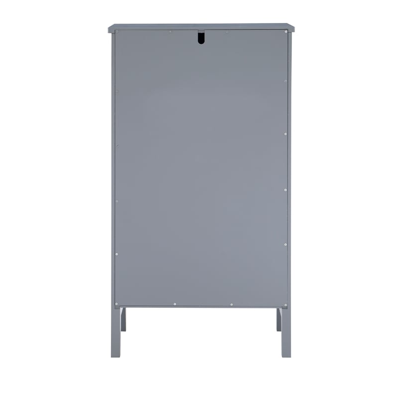 Linon Betty Small Wood Cabinet with a Glass Paneled Door and 3 Shelves in Gray