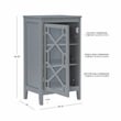 Linon Betty Small Wood Cabinet with a Glass Paneled Door and 3 Shelves in Gray