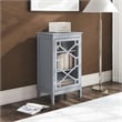Linon Betty Small Wood Cabinet with a Glass Paneled Door and 3 Shelves in Gray