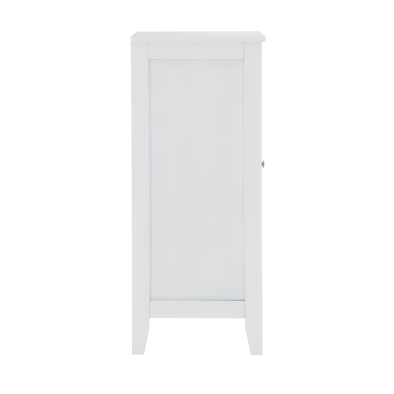 Linon Betty Small Wood Cabinet with a Glass Paneled Door and 3 Shelves in White