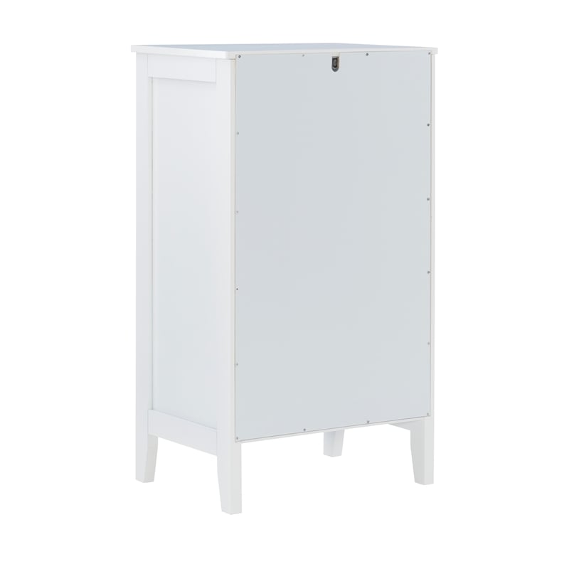 Linon Betty Small Wood Cabinet with a Glass Paneled Door and 3 Shelves in White