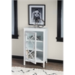 Linon Betty Small Wood Cabinet with a Glass Paneled Door and 3 Shelves in White