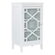 Linon Betty Small Wood Cabinet with a Glass Paneled Door and 3 Shelves in White