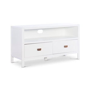 linon peggy wood two drawer media tv stand in white