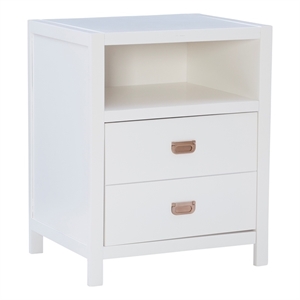 Linon Peggy Wood Two Drawer End Table in White
