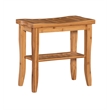 Linon Bracken Sturdy Solid Bamboo Bathroom Stool with Shelf in Natural Brown
