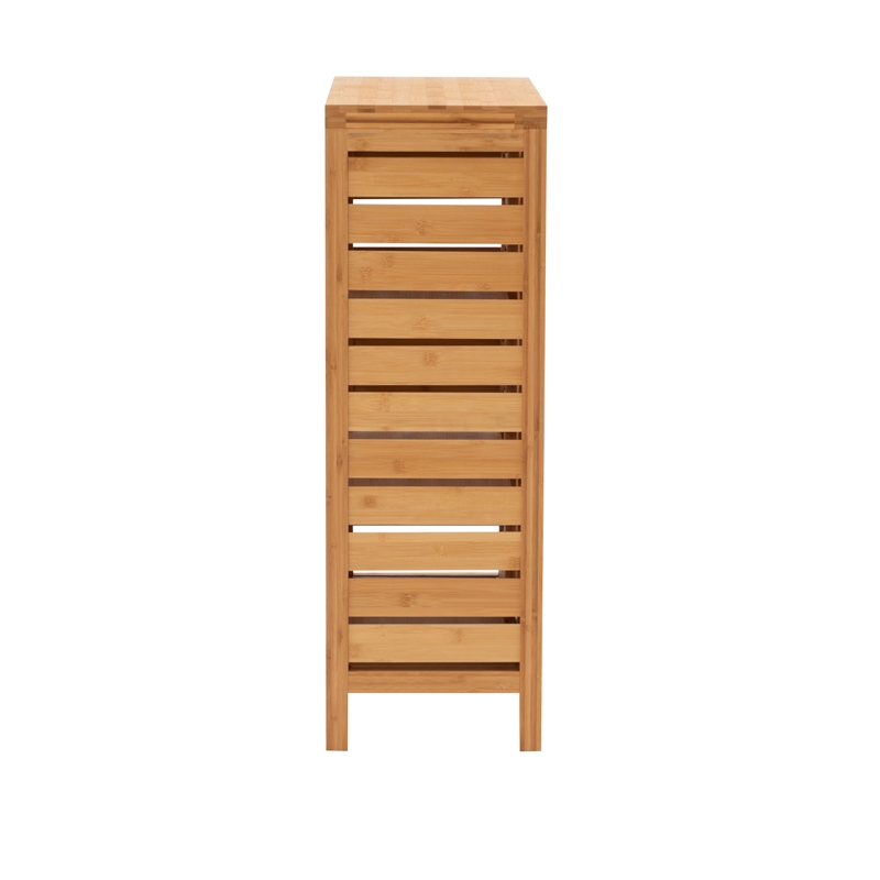 Linon Bracken Sturdy Solid Bamboo 2 Door 3 Shelf Floor Cabinet in Natural Brown