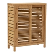 Linon Bracken Sturdy Solid Bamboo 2 Door 3 Shelf Floor Cabinet in Natural Brown