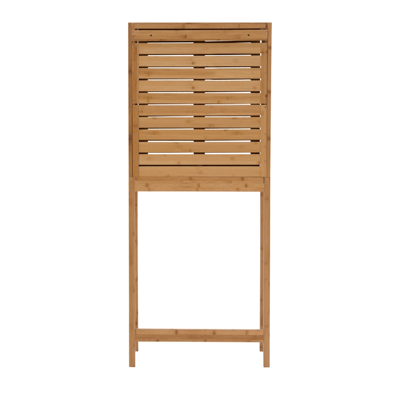 Linon Bracken Sturdy Solid Bamboo Spacesaver with Sliding Doors in Natural Brown