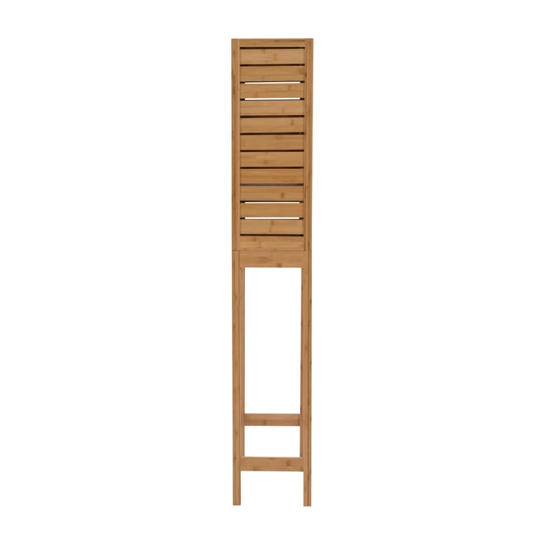 Linon Bracken Sturdy Solid Bamboo Spacesaver with Sliding Doors in Natural Brown