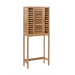 Linon Bracken Sturdy Solid Bamboo Spacesaver with Sliding Doors in Natural Brown