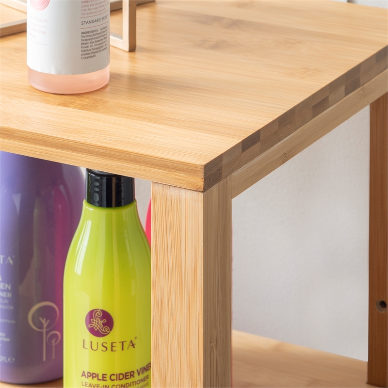 Linon Bracken Sturdy Solid Bamboo Tower with 5 Spacious Shelves in Natural Brown