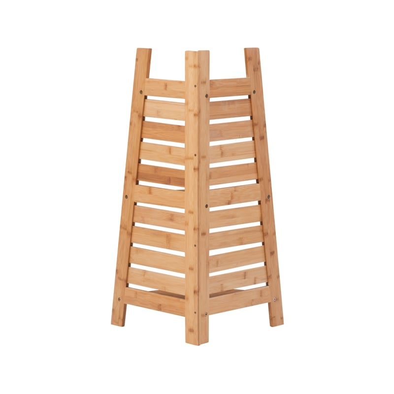 Linon Bracken Sturdy Solid Bamboo Corner Shelves in Natural Brown