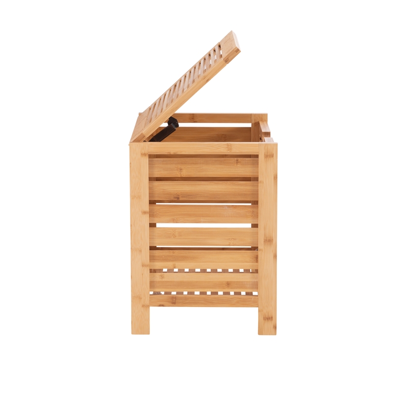 Linon Bracken Bamboo Hamper in sold Natural Brown