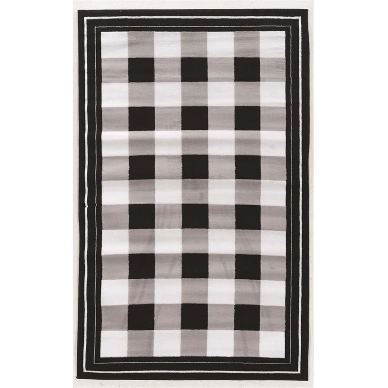 Linon Capri 4 3 X 7 Buffalo Check Rug In Black Rugbc10757 Linon Capri 4 3