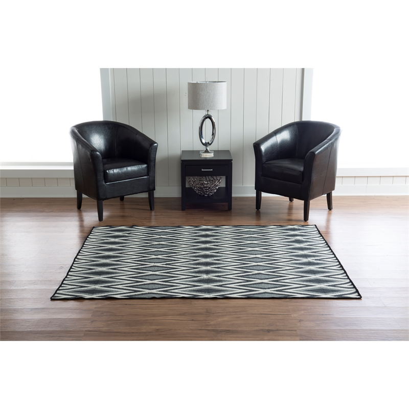 Linon Salonika Diamond Reversible Woven Wool 5'x8' Rug in Gray