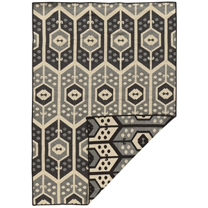 Linon Salonika Veria Reversible Woven Wool 5'x8' Rug in Gray