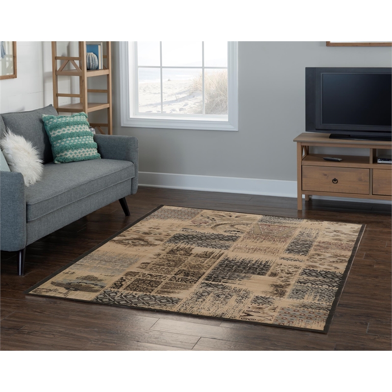 Linon Jewel Patchwork Machine Made Polypropylene 5'x7'6