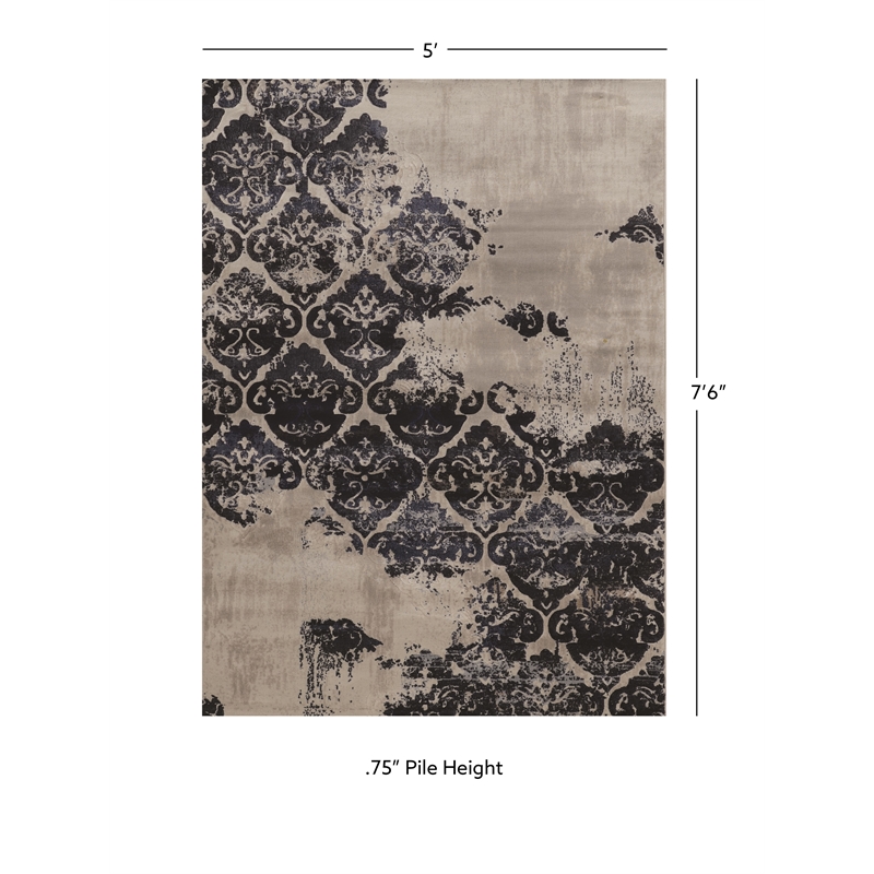 Linon Jewel Clara Machine Made Polypropylene 5'x7'6