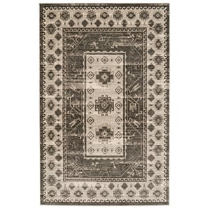 Linon Vintage Buharra Power Loomed Microfiber Polyester 2'x3' Rug in Gray