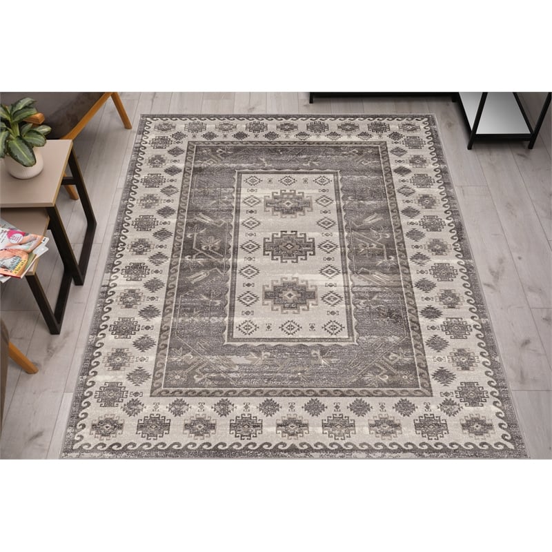 Linon Vintage Buharra Power Loomed Microfiber Polyester 5'x7'6