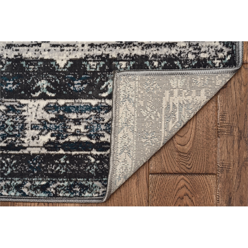 Linon Vintage Aztek Power Loomed Microfiber Polyester 2'x3' Rug in Gray