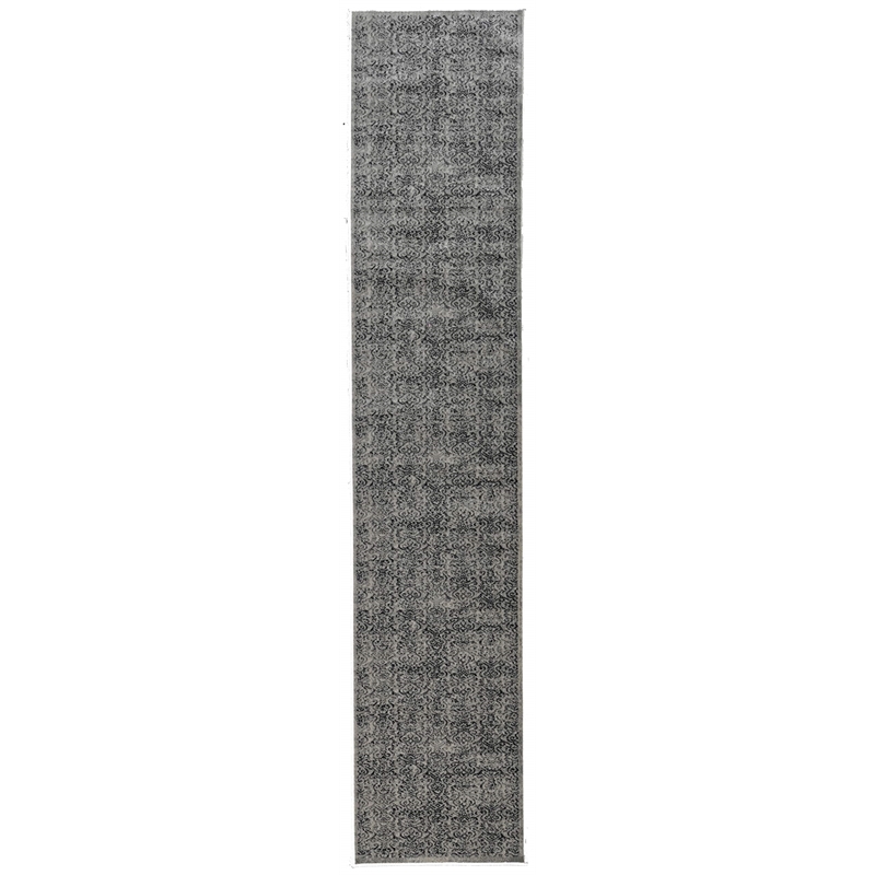 Linon Vintage Luster Power Loomed Microfiber Polyester 2'x10' Rug in Gray