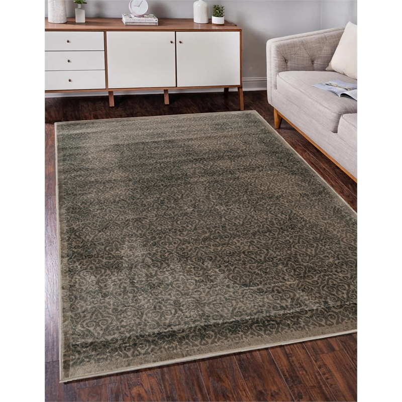 Linon Vintage Luster Power Loomed Microfiber Polyester 5'x7'6