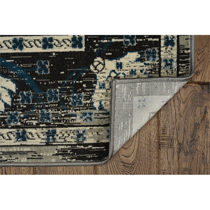 Linon Vintage Zeigler Power Loomed Microfiber Polyester 9'x12' Rug in Gray