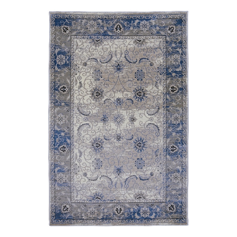 Linon Vintage Isfahan Power Loomed Microfiber Polyester 8'x10' Rug in Gray