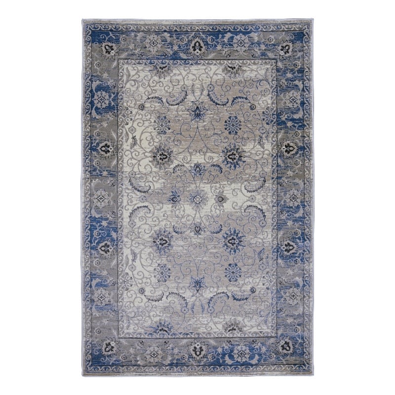 Linon Vintage Isfahan Power Loomed Microfiber Polyester 9'x12' Rug in Gray