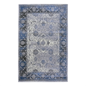 Linon Vintage Isfahan Power Loomed Microfiber Polyester 2'x3' Rug in Gray