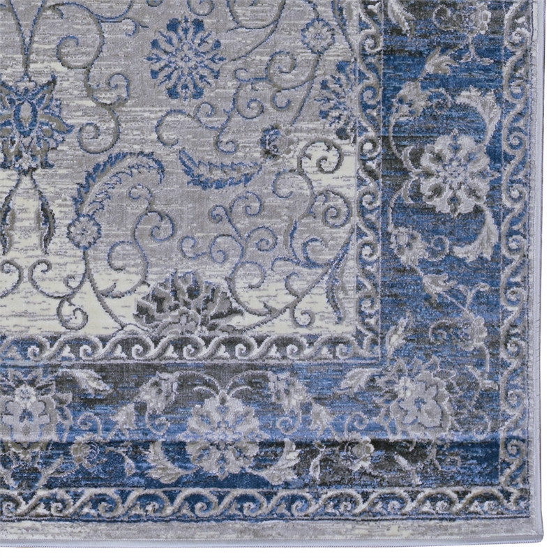 Linon Vintage Isfahan Power Loomed Microfiber Polyester 2'x3' Rug in Gray