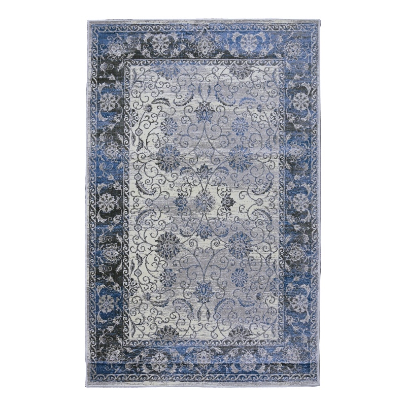 Linon Vintage Isfahan Power Loomed Microfiber Polyester 9'x12' Rug in Gray