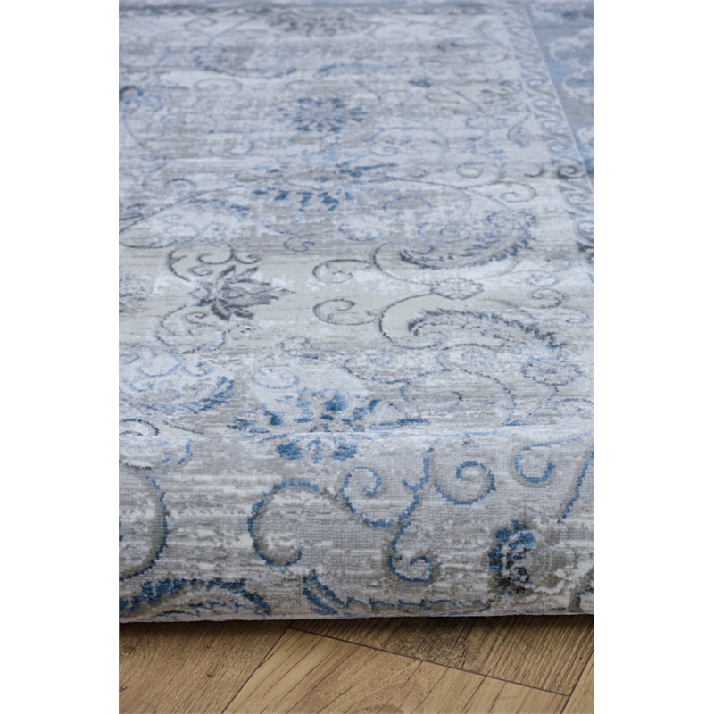 Linon Vintage Isfahan Power Loomed Microfiber Polyester 9'x12' Rug in Gray