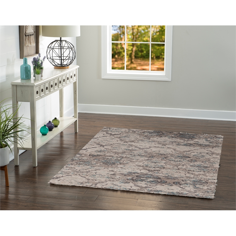 Linon Vintage Trellis Power Loomed Microfiber Polyester 5'x7'6