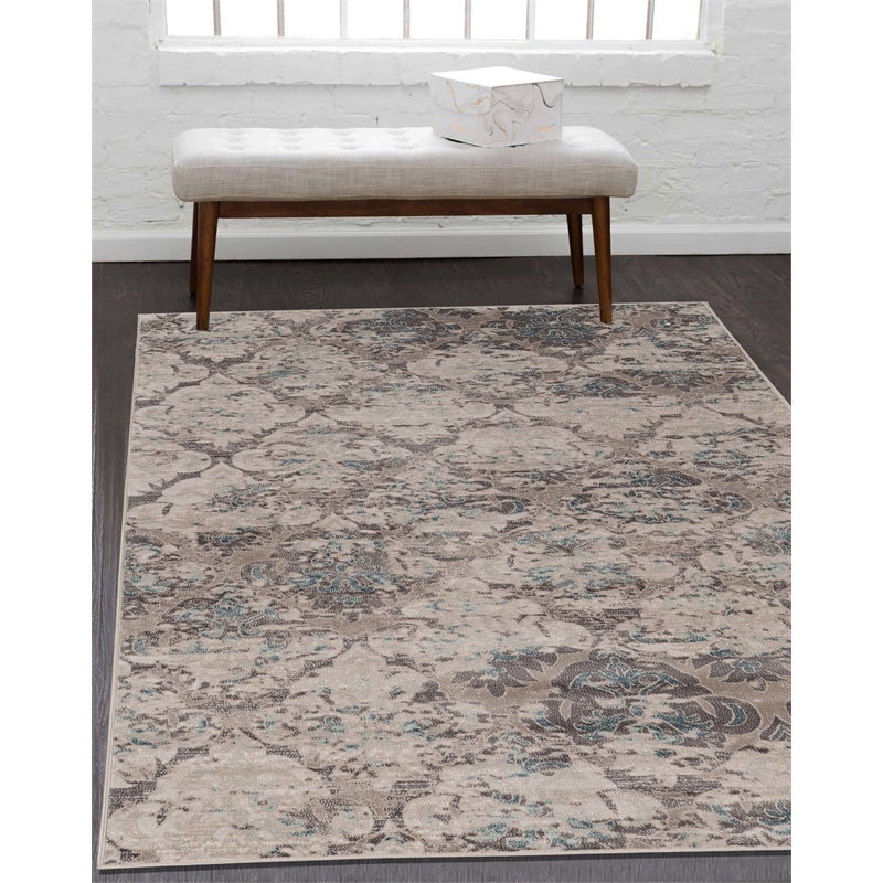 Linon Vintage Trellis Power Loomed Microfiber Polyester 5'x7'6