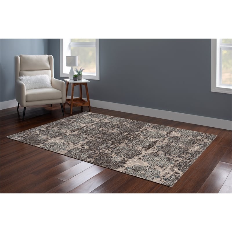 Linon Vintage Clara Power Loomed Microfiber Polyester 5'x7'6