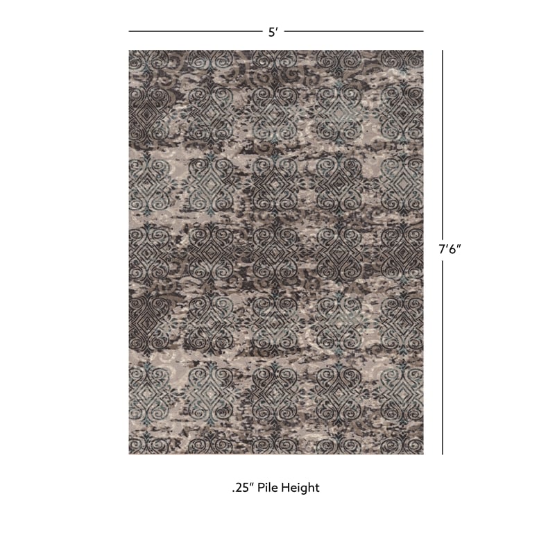 Linon Vintage Clara Power Loomed Microfiber Polyester 5'x7'6