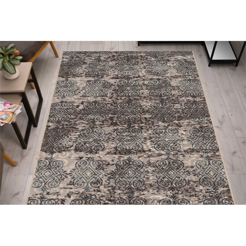 Linon Vintage Clara Power Loomed Microfiber Polyester 5'x7'6