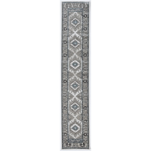 Linon Vintage Serape Power Loomed Microfiber Polyester 2'x10' Rug in Gray