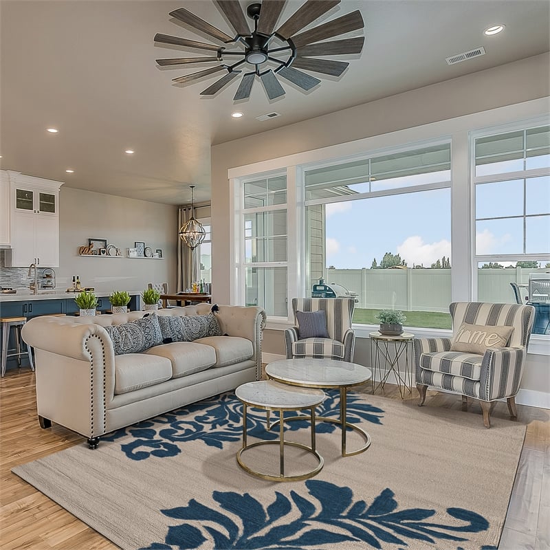 Linon Trio Medallion Hand Tufted Polyester 8'x10' Rug in Ivory